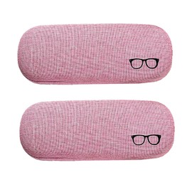 ABAJI Eyeglasses Case Pink 2 Pack Student Kids Reading Glasses Box Fiberflax Protective Hard Shell Lint Lining Snap Close suitable for Men Women Sunglassses Organizer