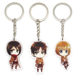 EBTY DREAMS Inc. - Set of 3 AoT Attack Titan Shingeki no Kyojin Acrylic Keychain Mikasa Ackerman, Eren Jaeger, Armin Arlert v1