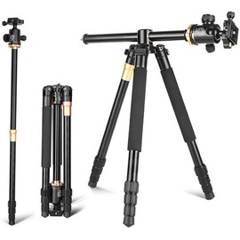 NOVAKA Trípode para Cámara de Aluminio, Eje Central Horizontal 90° y Rotación 360°, Cabeza de Bola con Nivel, Soporta 8kg, Altura Ajustable para DSLR, Micro Single