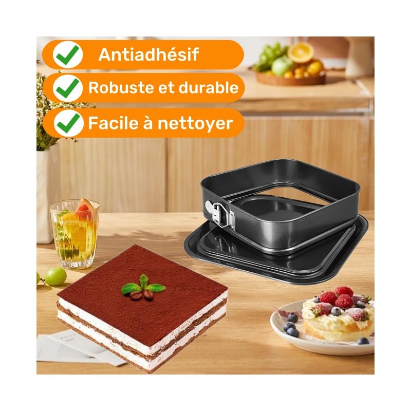 HQILRRA Springform Cake Tin Square Springform Cake Tin with Non-Stick
