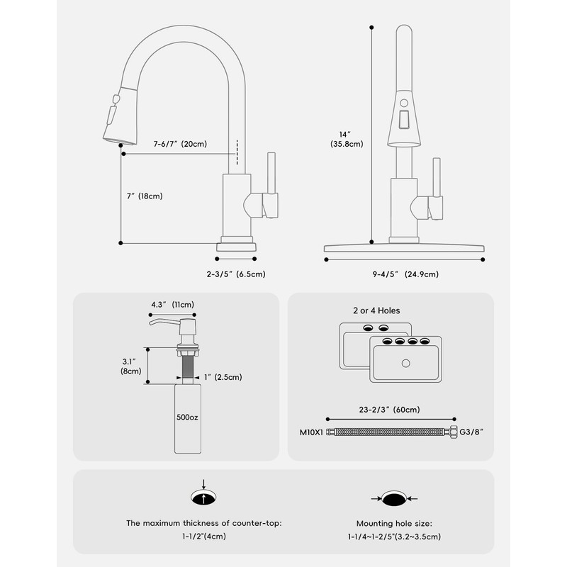 AJO BEND Touchless Kitchen Sink Faucet with Pull Down Sprayer,
