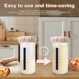 Pure Cotton Sourdough Jar Cover, Pack of 3,Breathable & Reusable Dough Proofing Cloth,Suitable for Jars with 3-4 Inch Mouth Lids