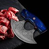 MOHID ENT Damascus ulu knife with leather sheath, 6" Best