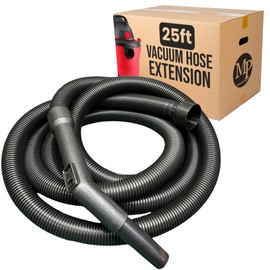 MP Maresh Products Vacuum Cleaner Replacement Hose - Vacuum Hose Extension for Wet Dry Vacuums, Heavy Duty Crushproof Industrial Grade 25 Foot by 1-1/4 Inch Air Suction Control Connector - Black