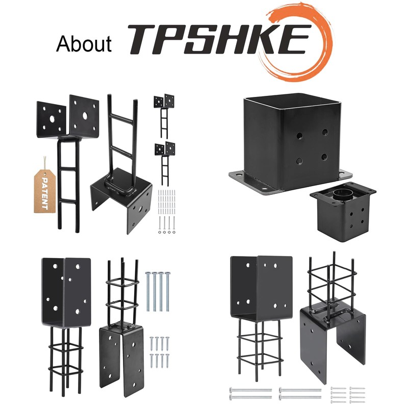 TPSKHE 2 PCS 6"x 6"Post Base with 1” Rise, Heavy