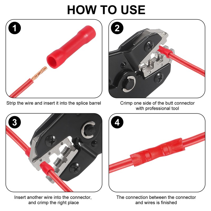 JUZITAO 300PCS Butt Splice Crimp Connectors Insulated Electrical Straight Wire