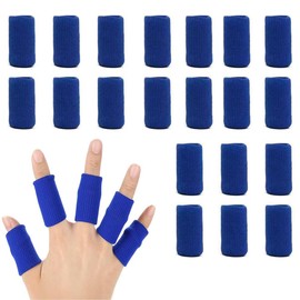 Changyeah 20 Stück Fingerschutz Stricken,Fingerschützer Kompressionsunterstützung,Elastische,Kompressionsschutz Schmerzlinderung Arthritis Sport Fingerbandage zur Schmerzlinderung(blau)