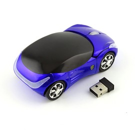 Usbkingdom 2.4GHz Wireless Mouse Cool 3D Sport Car Shape Ergonomic Optical Mice with USB Receiver for PC Laptop Computer Women Small Hands (Blue)