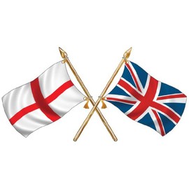 Totally Graphics England St George/Union Jack Crossed Flags (small 69mm x 138mm)