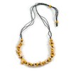 Avalaya Yellow Shell and Wood Beads with Black Cotton Cord