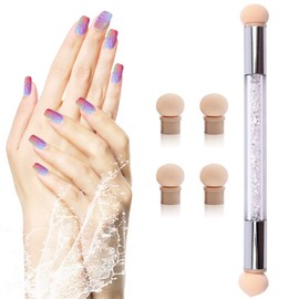 XEAOHESY 5pcs Ombre Nail Brush Set Gradient Shading Brush UV Builder Gel Nail Brush French Tip Nail Brush of Half Moon Shape Double Ended Brush Nail Sponges for Ombre Nail Art Tools(Additional 4 Sponge Heads)