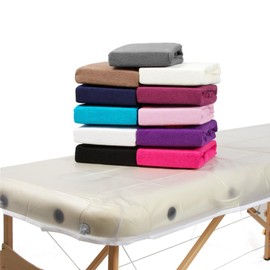 aztex ClassIc Fitted Massage Couch & Therapy Table Cover Bundle - Elasticated Beauty Bed Cover with Face Hole and Protective PVC Cover with Tie Tapes