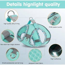 Dog Harness and Leash Set,Step-in Air Dog Vest, Reflective, No Pull Collarsfor Small, Medium Dogs, Cats - Secure with Hook & Loop Fastener, Buckle, Double D-Ring