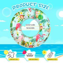 Poen Large Pool Floats Tube 32 Inches Tropical Leaves Inflatable Swimming Tubes Pool Rings for Adults Summer Hawaii Luau Beach Supplies(12 Pcs)