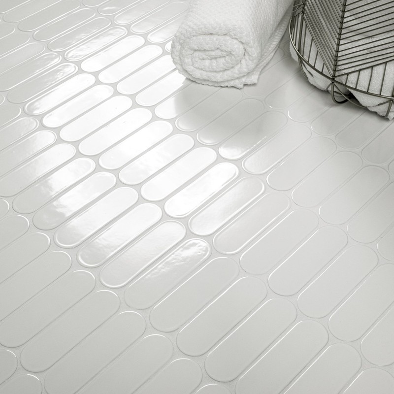 MSI Bianco Glossy Ellipse Glossy Glass Mosaic Wall Tile for