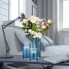 Set of 3 Blue Clear Hurricane Candle Holder Glass Cylinder