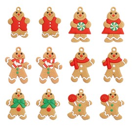 ARTEM Mini Gingerbread Man Ornaments Gingerman Doll Hanging Charms Clay Figurine Ornaments for Christmas Tree Pendant Decoration, Holiday Decor, Set of 12