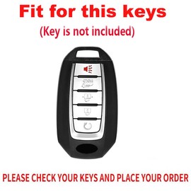 TECART 5-button Car Key Fob Cover Fit For Infiniti Key Case Protector Keychain Holder Fit For Q50 Q60 QX50 QX55 QX60 Brown