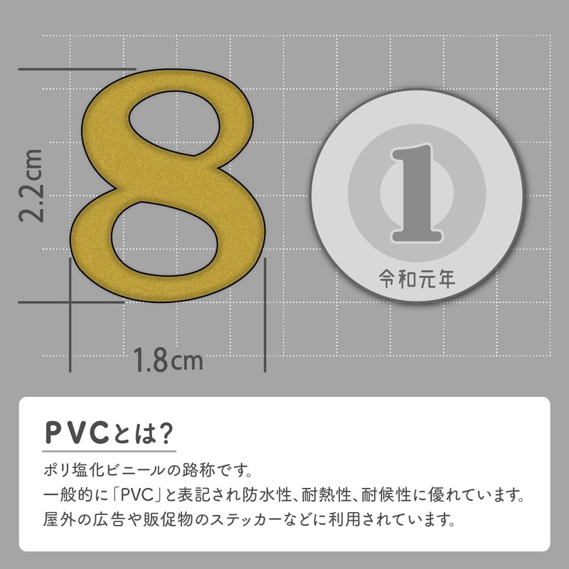 XIAXIN TSS-607G [Waterproof PVC Glitter Processing] Number Sticker Set, Weatherproof,