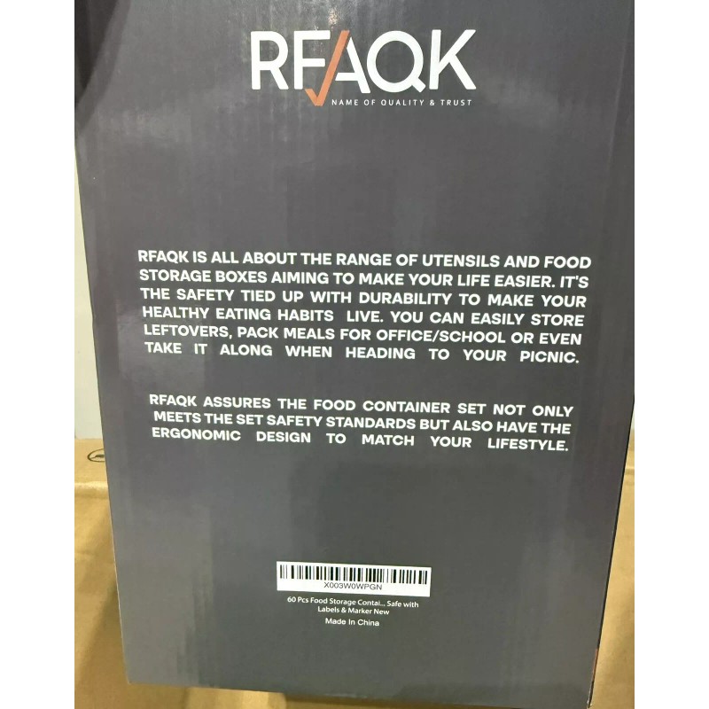 RFAQK 60-Piece Large Food Storage Containers Set Leakproof BPA-Free Plastic