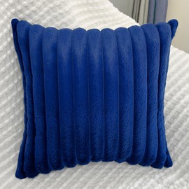 1 Pack 16x16 Pillow Cover Velvet Pillow Covers, Faux Fur Square Throw Pillow Covers for Living Room Decorations Throw Pillow Case, Throw Pillow Cover Cushion Cover for Home Sofa Bedroom Car, Navy Blue