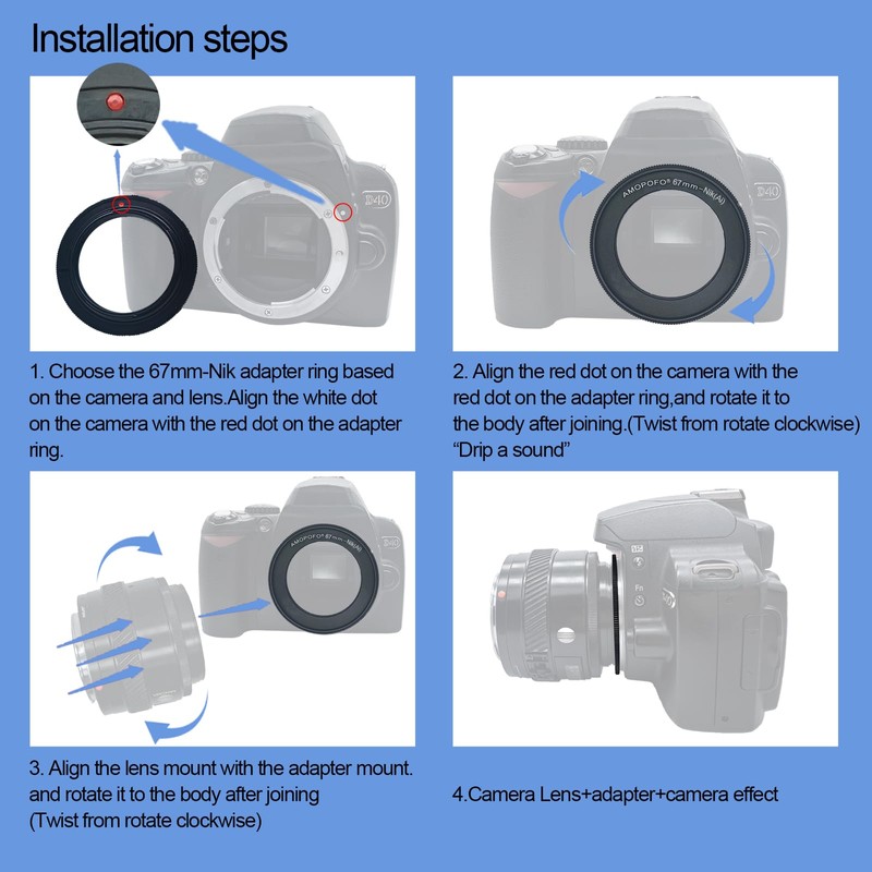 67mm Macro Lens Reverse Ring Compatible with for Nik-F D300,D300S,D700,D800