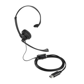 Kensington USB Mono-Headset mit Mikrofon, Geräuschunterdrückung und Lautstärkeregler, Verstellbarer Mono-Kopfhörer mit integriertem Mikrofon für Videotelefonie (K80100WW)