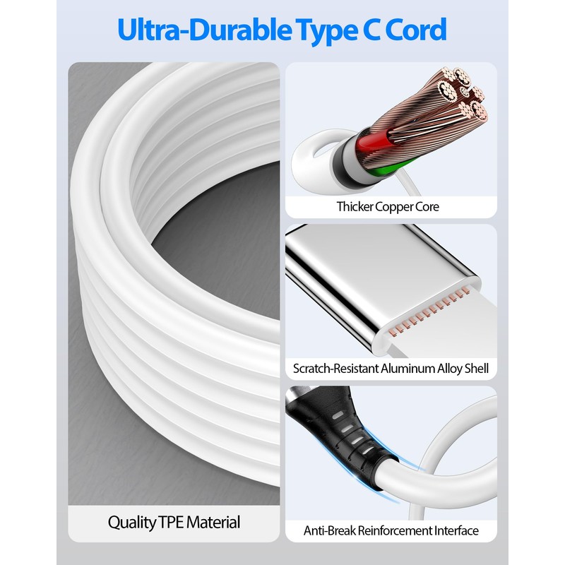 iMangoo 20ft USB C Cable 60W 45W Heavy Duty Cable