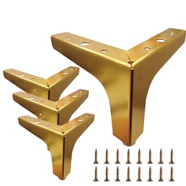 M MIMHOOY M MIMHOOY 4 Inch Furniture Legs, Set of 4 Metal Furniture Legs Modern Triangle Feet Luxury Gold for Sofa Cabinet Cupboard Couch Chair Ottoman