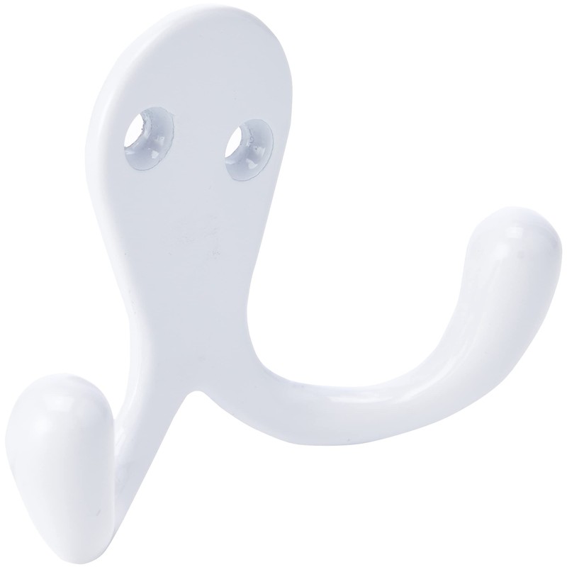 Merriway® BH00227 (2 Pcs) White Metal Twin Robe Hook -
