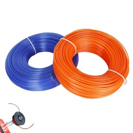 2 STK Trimmerfaden 1,6 mm x 100 m, Mähfaden Rasentrimmer Faden, Rasentrimmer Ersatzfaden für Rasentrimmer Ersatzfaden, Trimmerschnur für Park Garden Yard Gras Unkraut Blau Orange, 100 m x 2 STK