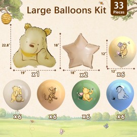 33Pcs Neutral Classic Winnie Baby Shower Birthday Balloons Large 12Inches