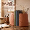 Terracotta Decorative Bookends, 2-Piece Flower Pot Book Ends for Shelves