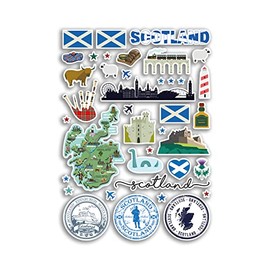A4 Sticker Sheet Scotland Landmarks Vinyl Stickers - Scottish City Map Airport Stamp Skyline Flag Travel Holiday Culture Aesthetic #79983
