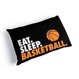 ChalkTalkSPORTS Eat Sleep Basketball Pillowcase | Basketball Pillowcase Home Decor | Black