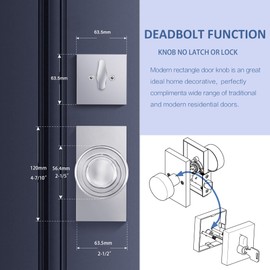 Newlaking Crystal Glass Door Knob with Single Cylinder Deadbolt Lock Set - Polished Chrome Finish for Interior & Exterior Doors, Secure & Durable Door Handle 1 Pack