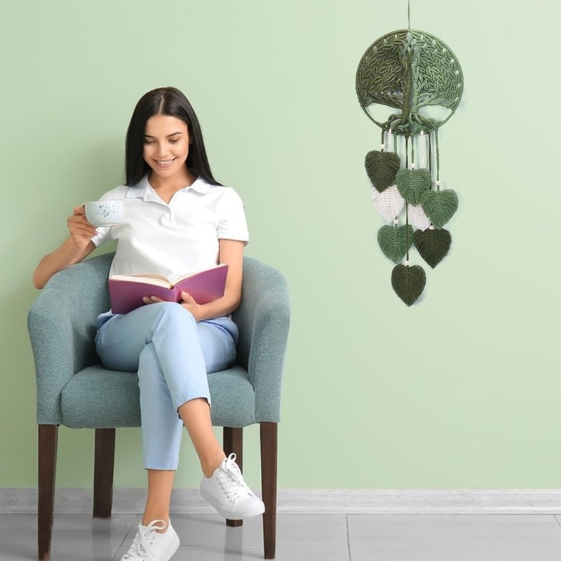 ACRNIGHEET DIY Macrame Kit for Adults Beginners Handmade Green Leaves