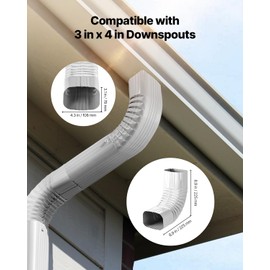 VEVOR Downspout Gutter Elbow, fits 3x4 Inch Style A L-Shaped, Interface Size 3.1x4.3 in / 78x108 mm, Aluminum Alloy 90 Degree Gutter Elbow, for Residential, Commercial Building, Industrial Warehouse