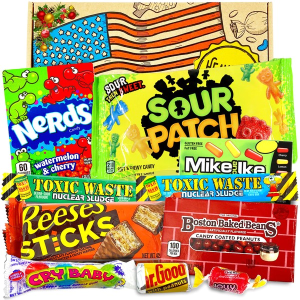 American Sweets Gift Box - American Candy - USA Treats, Jolly Rancher Reeses - American Chocolate and Sweets Gift Box for Birthday, Valentine Gift for Him Her - Heavenly Sweets