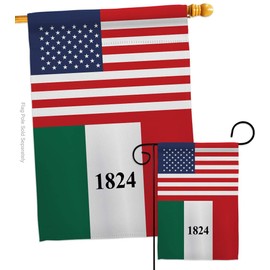Americana Home & Garden US Alamo Garden House Flag Set Americana Historic July Memorial Veteran Independence United State American Decoration Banner Small Yard Gift Double-Sided, Made in USA