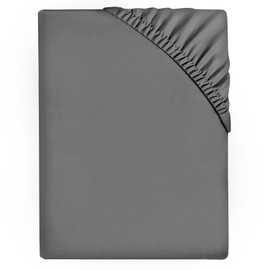 King Size Fitted Sheets Microfiber - 10 inch (25cm) Deep Bed Sheets - Elasticated Corner Bedding Sheets (152 x 203 cm) - Easycare Bedsheets - Charcoal