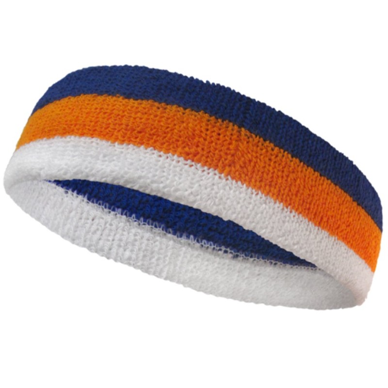 Couver Triple Color White Striped Sport Head Sweatband (1 Piece)