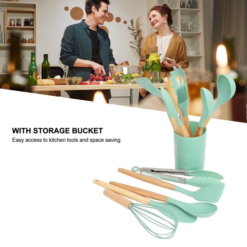 12PCS Kitchen Utensil Set Silicon Cooking Utensils Set with Holder