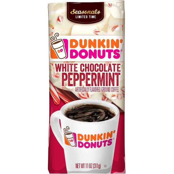 Dunkin' White Chocolate Peppermint Flavored Ground Coffee, 11 Ounces (Packaging May Vary)