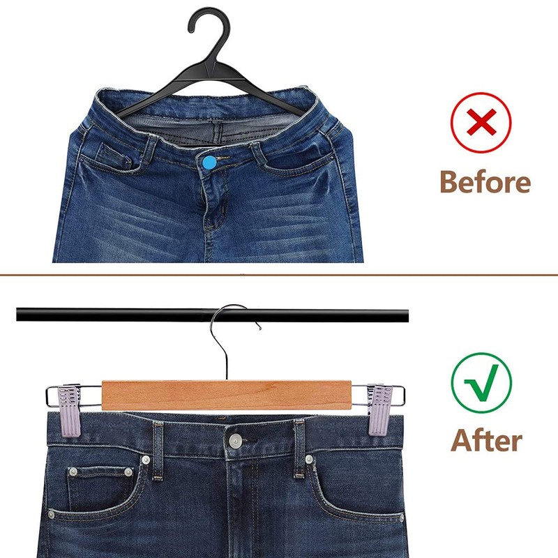 Pants Hangers Non Slip Bottoms Pants Skirt Clips Keep Shape