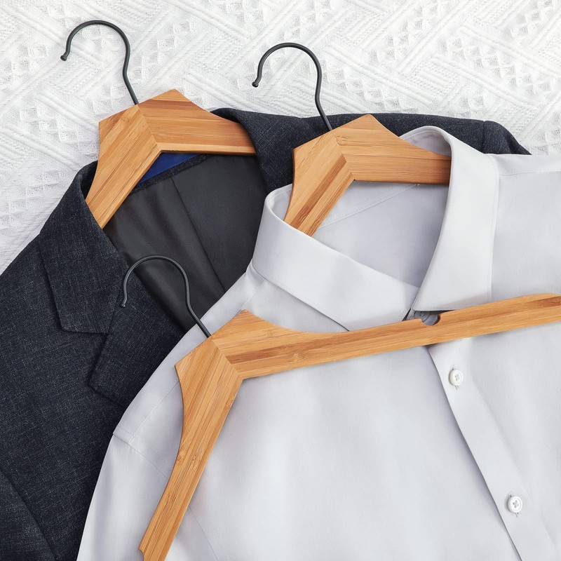 TOPIA HANGER Rubber Wood Hangers, Wooden Clothes Hangers with Rotatable