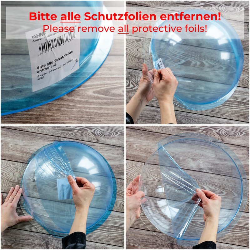 HMF 46735 Hemisphere Acrylic with Brim, DIY Acrylic Cover, Diameter