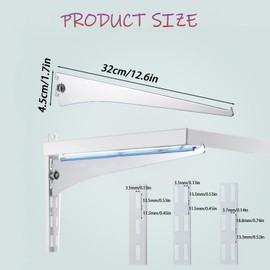 12 Inch 6-Pack Adjustable Metal Shelf Brackets - Heavy Duty, Twin/Single Track System for Closet, Kitchen, Store Shelving Solutions (Black)