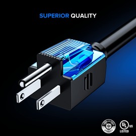 Maximm Extension Cord 15 Ft Black Power Cords Indoor/Outdoor 16 Gauge Wire Heavy Duty ETL Listed (15Ft)