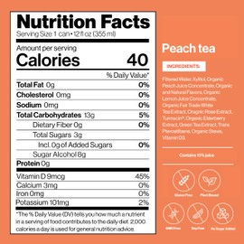 Happy Being Nutrient-Rich Organic Peach Rose White Tea – Infused with Turmeric, Elderberry, Vitamin D3, Caffeine Free, Plant-Based, Low Calorie & Low Sugar Drinks, 12oz (16 Pack)